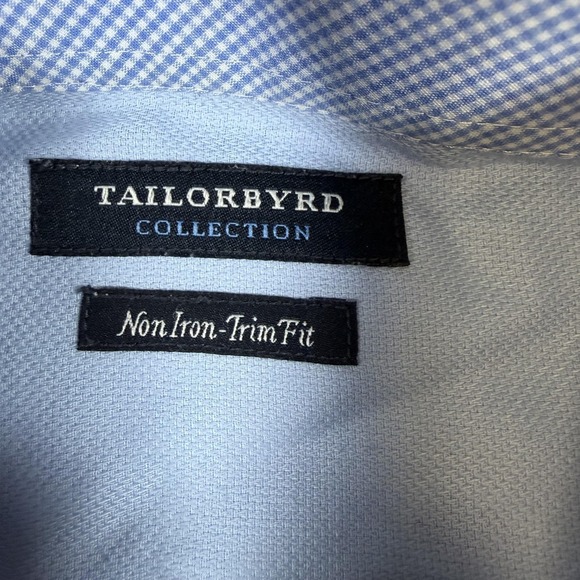 Tailorbyrd Shirt Mens 17 36/37 Blue Non Iron Trim Fit Long Sleeve Dress Shirt - Picture 3 of 9